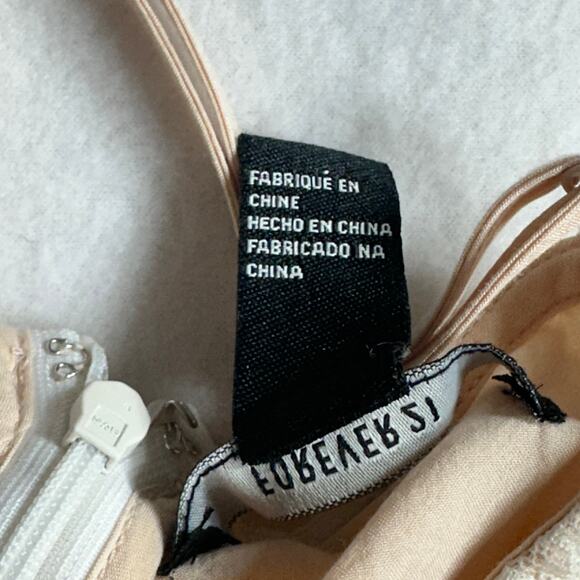 Forever 21 Womens Nude Lace Dress Size XS White Lace Overlay Slip Dress V-Neck - Picture 9 of 9